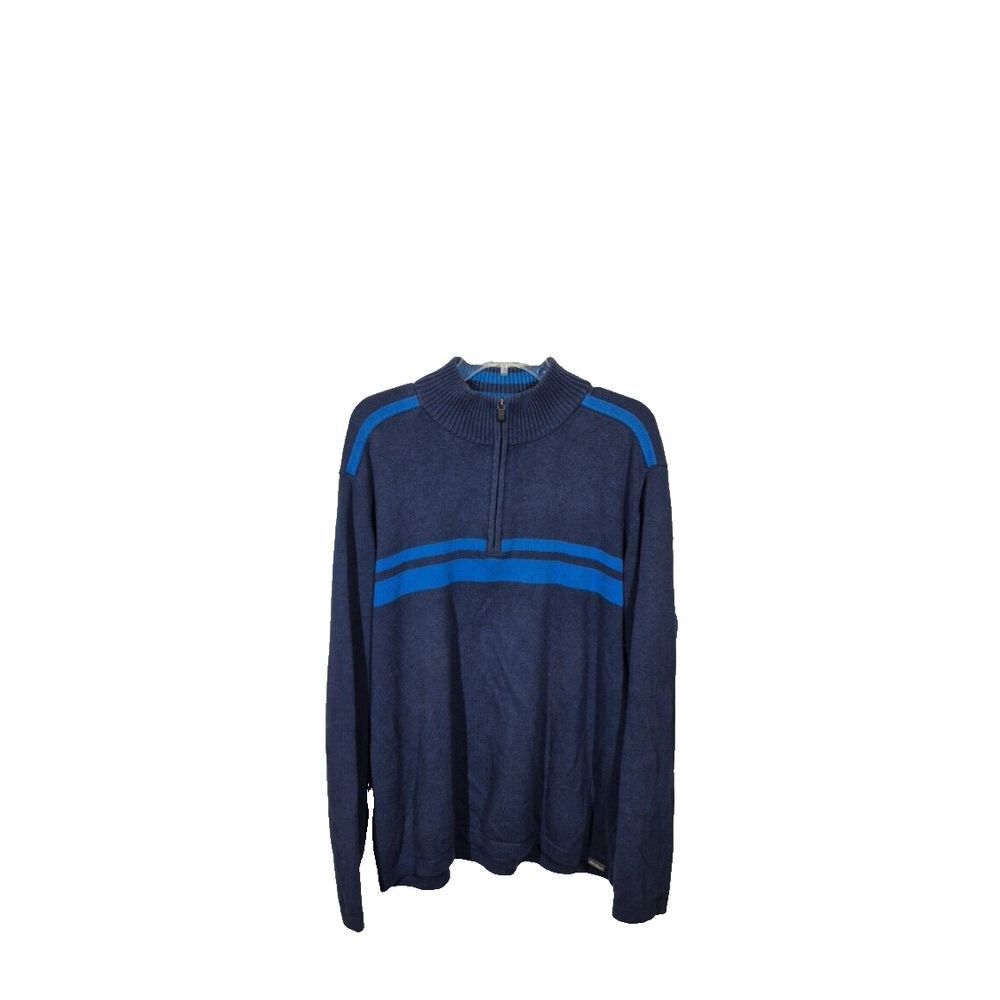 Eddie Bauer Sweater‎ Mens XL Black/Blue Long Sleeve 1/4 Zip Pullover